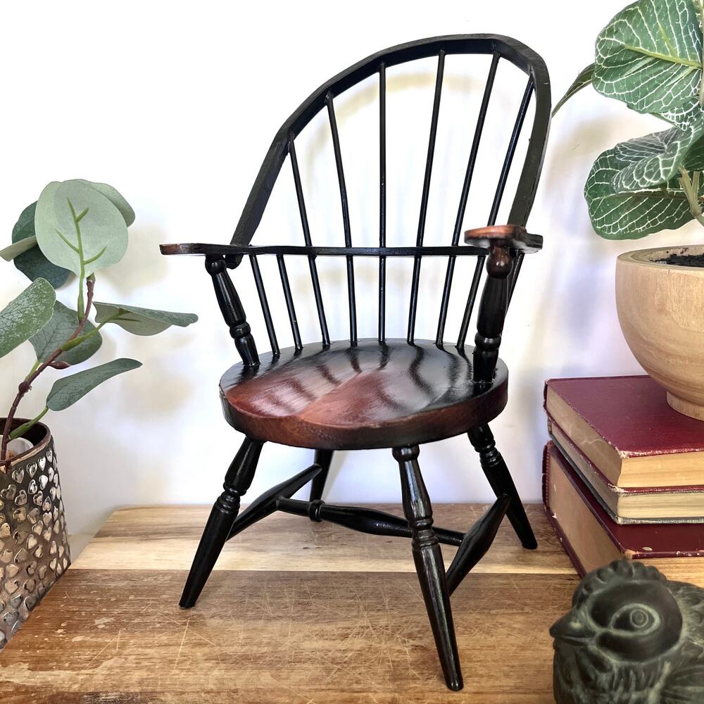 Vintage Early American Windsor Doll Chair Display Decor Replica Country Cabin
